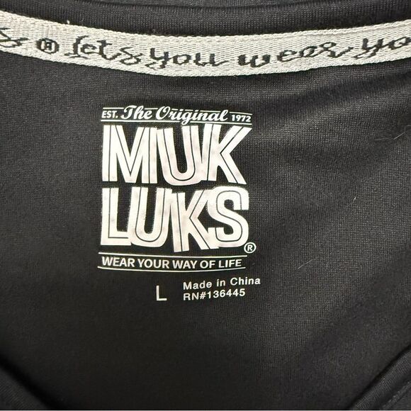 New With Tags MUK LUKS Cloud Knit Short Sleeve Empire Lounge Dress Black, Large - Picture 7 of 12